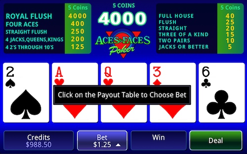 Aces and Faces Video Poker